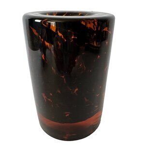 Brown Blown Art Murano Glass Tortoiseshell Style Heavy Bud Vase